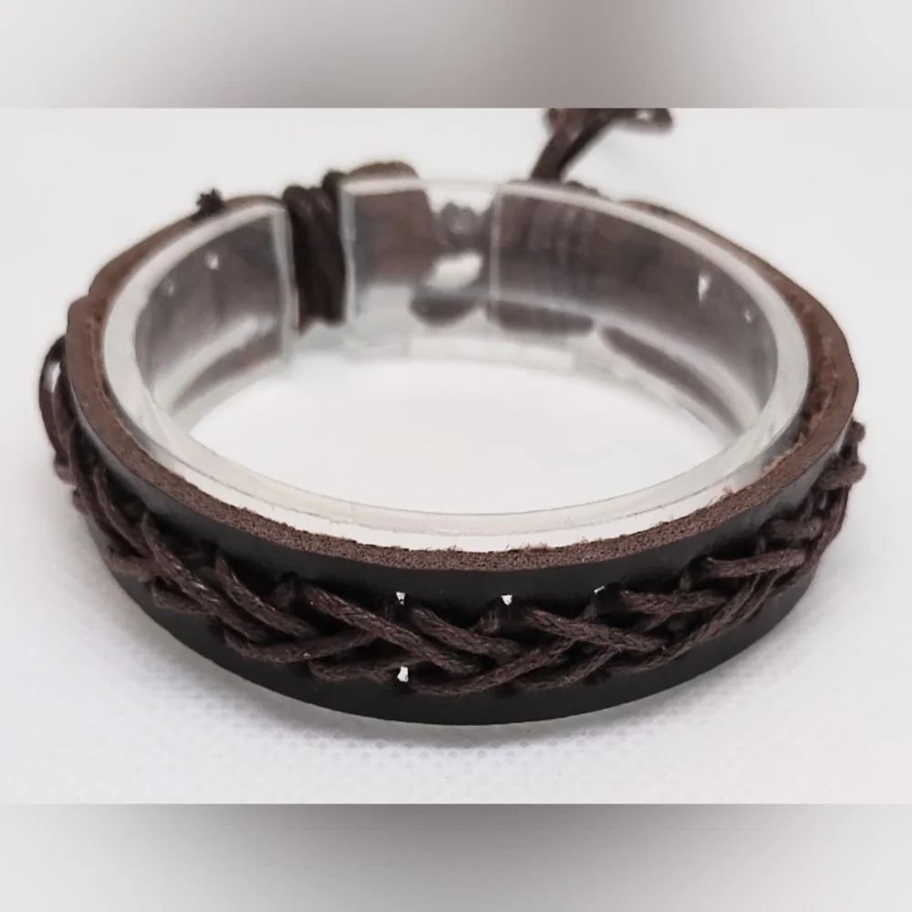 Brown Braided Leather‎ Bracelet f84